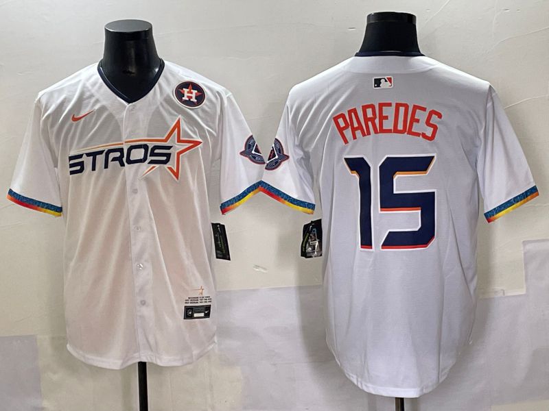 Men Houston Astros #15 Paredes White Fourth generation Joint Name 2025 Nike MLB Jersey style 10->houston astros->MLB Jersey